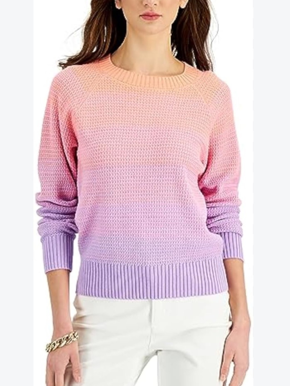CHARTER CLUB Women’s Ombre Pink Purple Crewneck Sweater